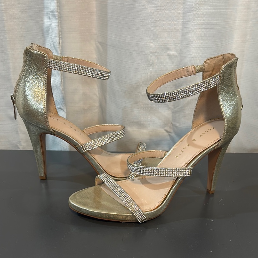 Kelly & Katie Gold Stiletto Heels with Glitter Straps